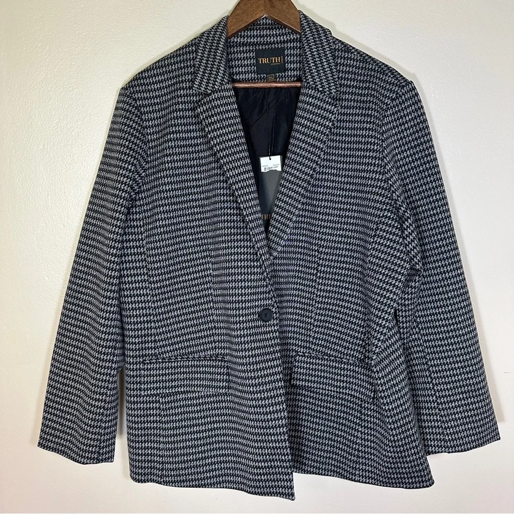 NEW TRUTH BY REPUBLIC‎ Plus Houndstooth Blazer